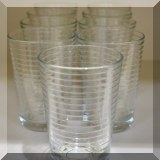 K34. Set of 9 ribbed juice glasses 4”h - $18